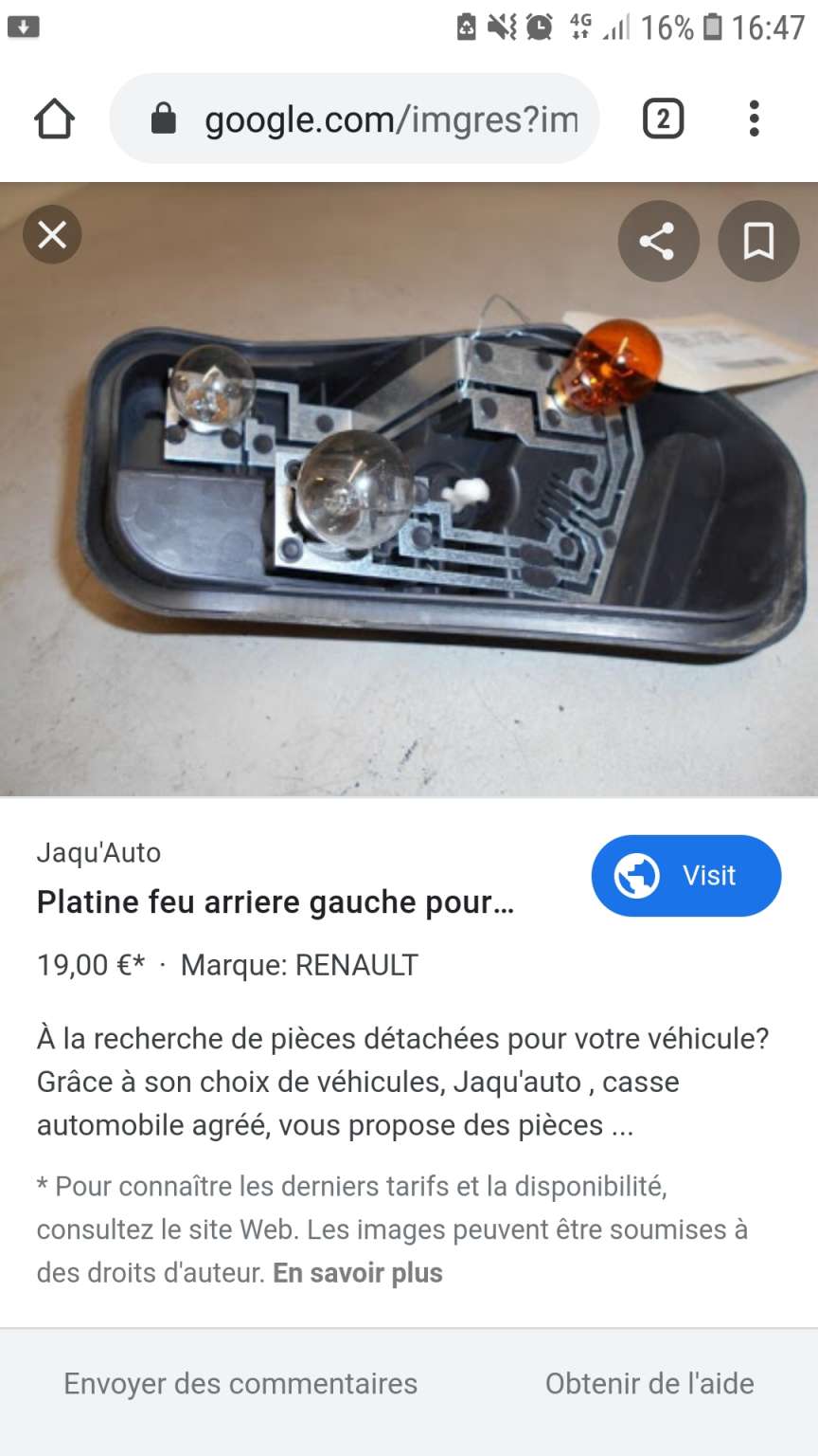 Platine feu arriere megane بلاتين ولا شيما